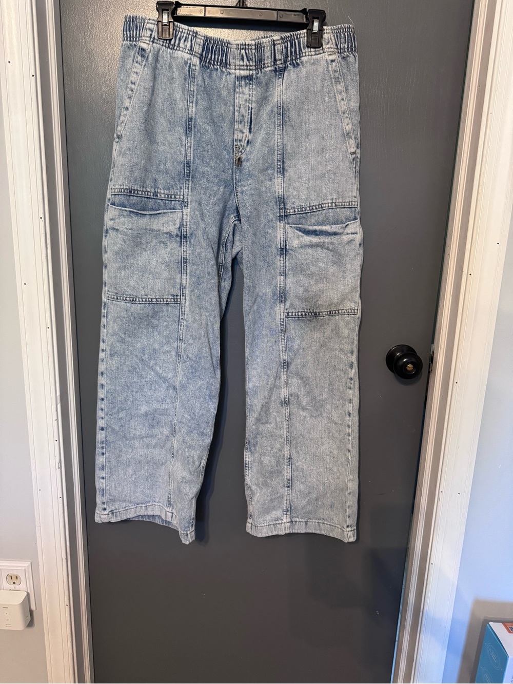 Gap High Rise Wide Leg Acid Wash Denim